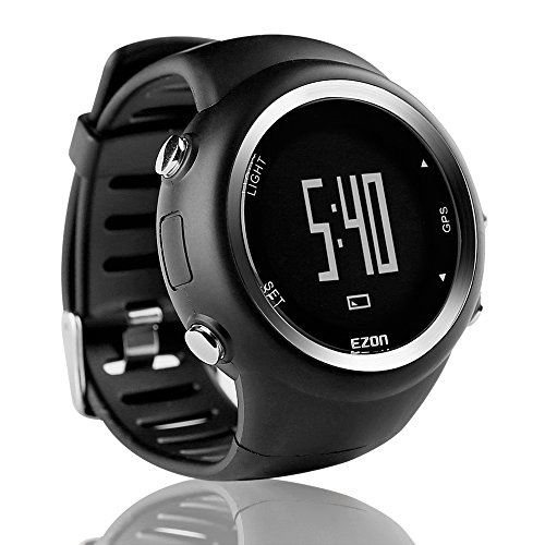 ブラック ランニングウォッチ ＧＰＳ 腕時計 デジタル ウォッチ 防水 軽量 Bluetooth搭載 歩数計 EZONT031B01